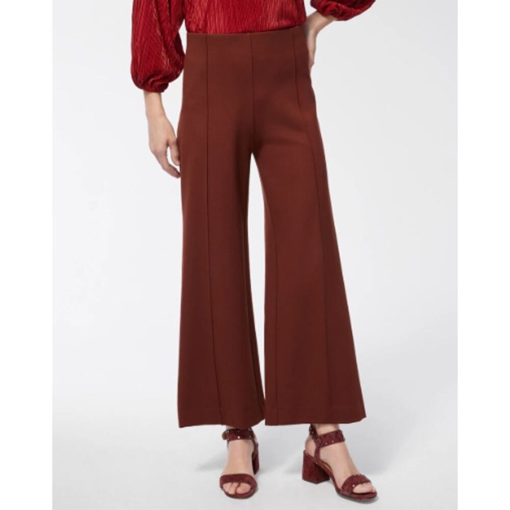 Chico's Ponte Pintuck Wide Leg Ankle Pants Brown 2 or 12R
